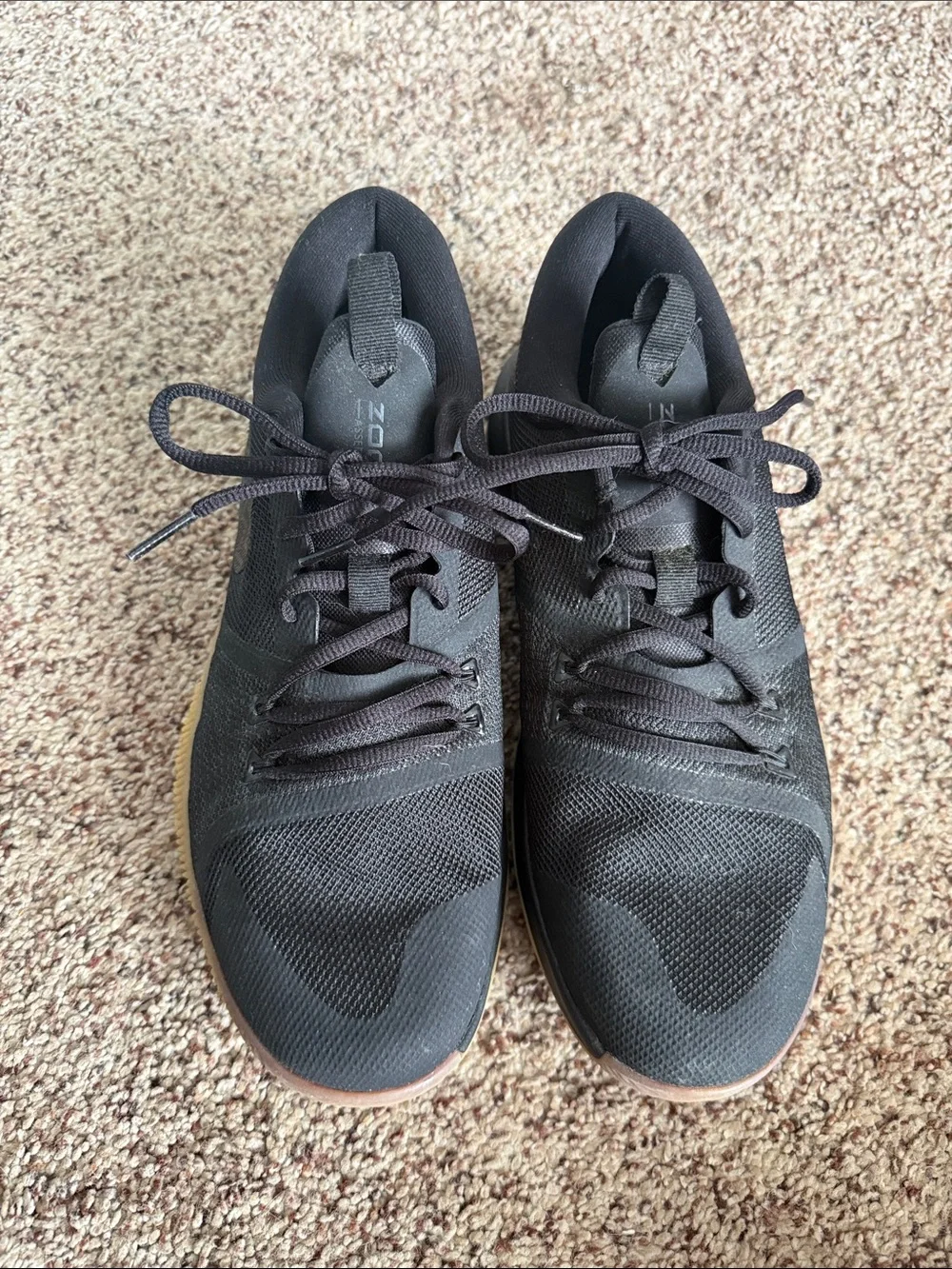 Men's Nike Zoom Black Athletic Sneakers with Gum Sole
